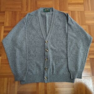 Vintage Profile Colors Gray 100% Wool Cardigan Sweater
